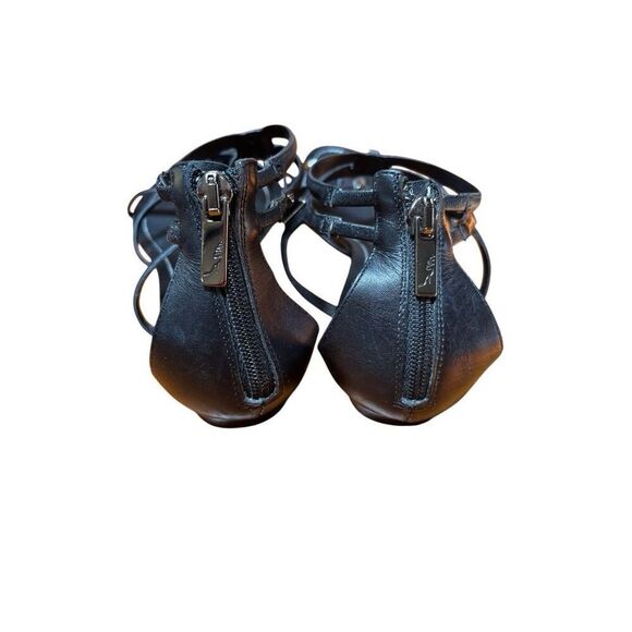 Rene Caovilla Black Leather Flat Gladiator Sandal Zip Back Silver Accent 38/8 - Picture 12 of 16